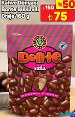 KAHVE DÜNYASI BONTE BİSKÜVİLİ DRAJE 160 G fiyat ve kampanya bilgisi